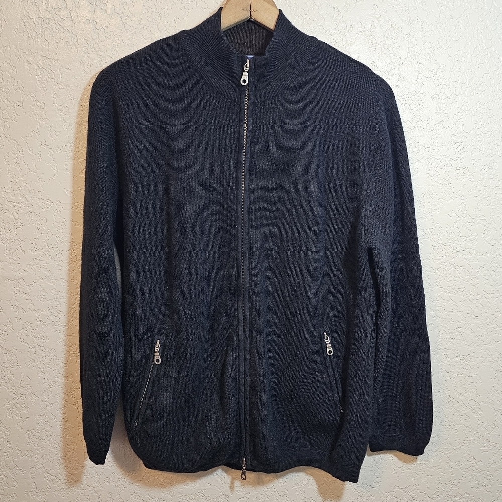 Davis and Squire Black Merino Wool Sweater Jacket